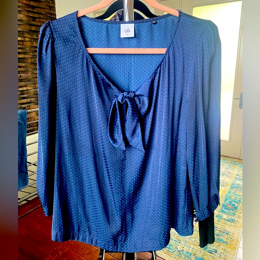 Navy blouse with neck tie EUC by CAbi